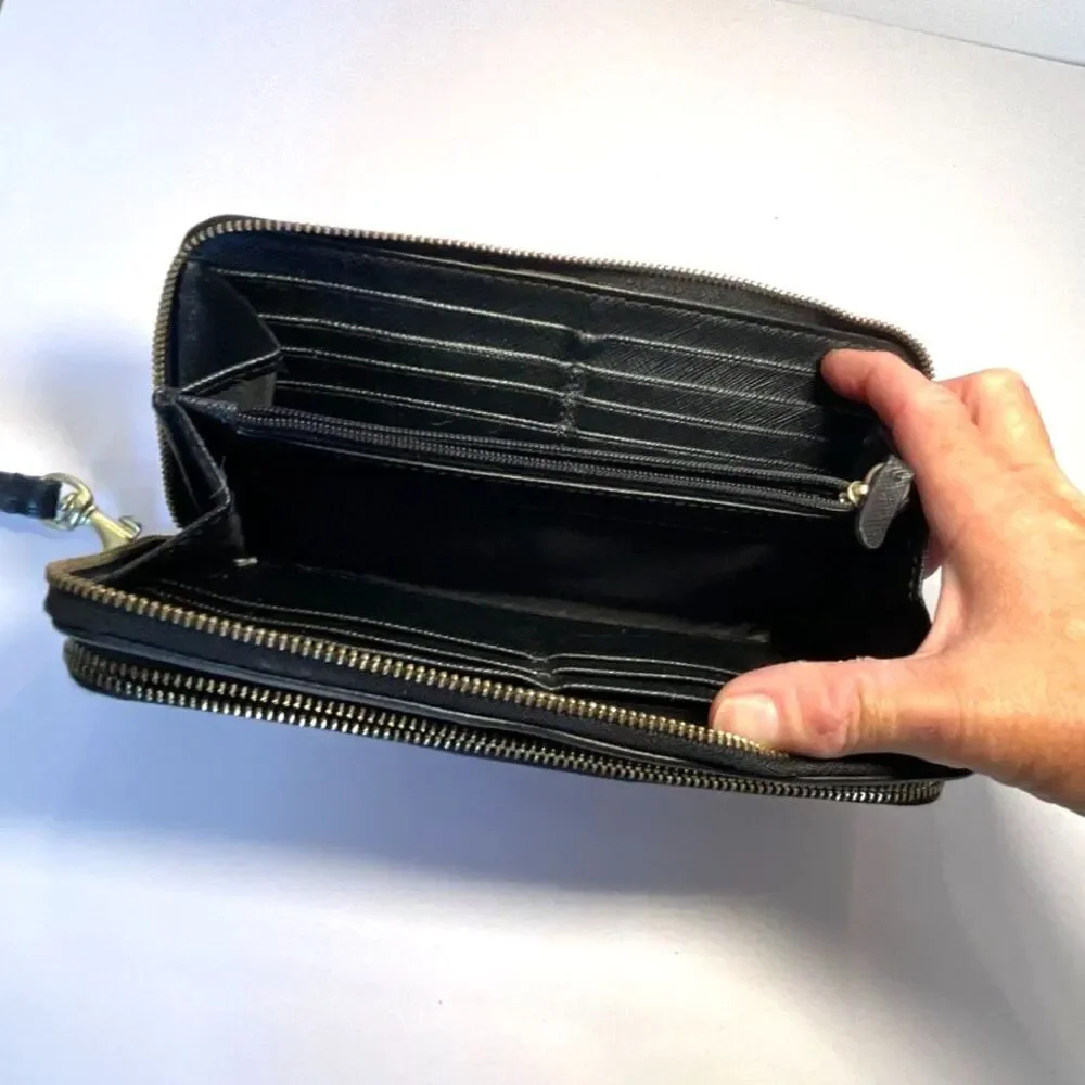 Vintage Coach Monogram Wristlet; Black C's with strap must see